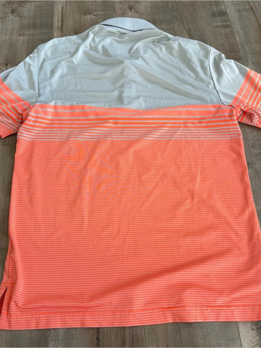 Adidas Short Sleeve Polo Shirt Golf Gray Orange Stripe Men Small Performance
